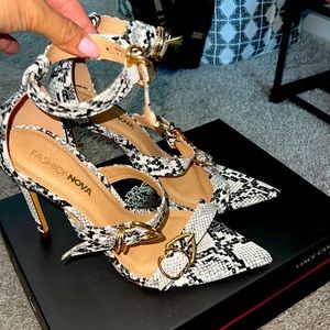Black and White snake print heels